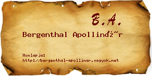 Bergenthal Apollinár névjegykártya
